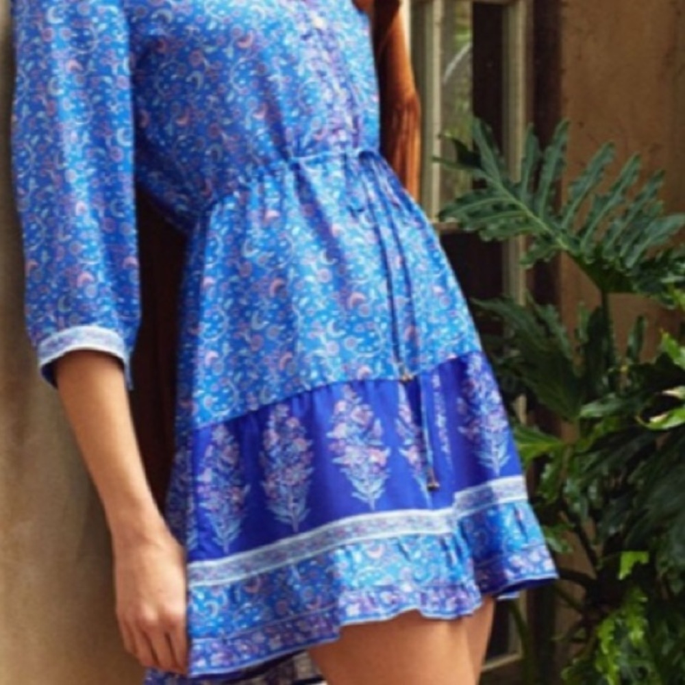 Moonlight Blue Tunic DRESS Floral Cobalt S M L New